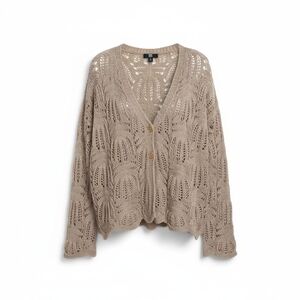Frye Taupe Open-Knit Cardigan